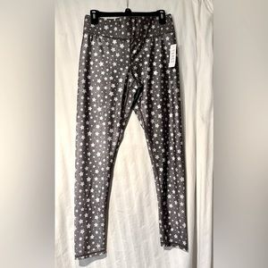 Terez New York Gray High Waist North Star Fitness Yoga Gym Leggings NWT Sz Large